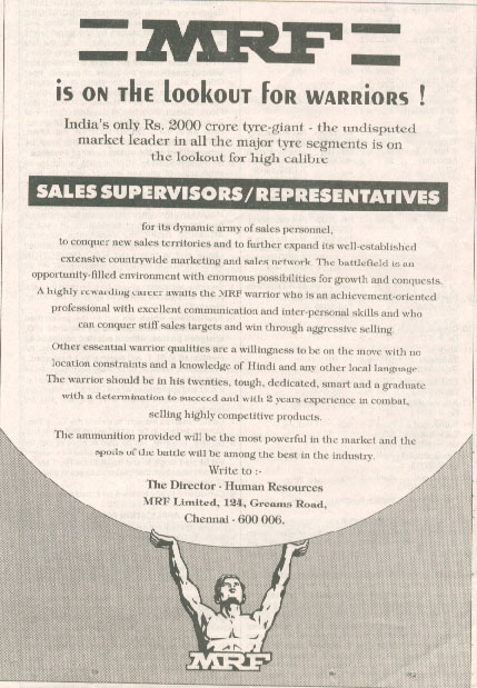 MRF Recruitment Advertisement, 1997